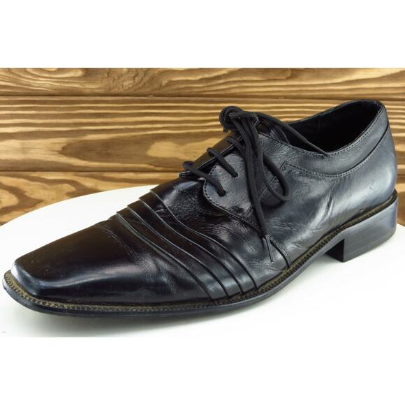Stacy Adams Shoes Sz 11 M Square Toe Black Derby Oxfords Leather Men‎ 24748001 - Picture 1 of 9
